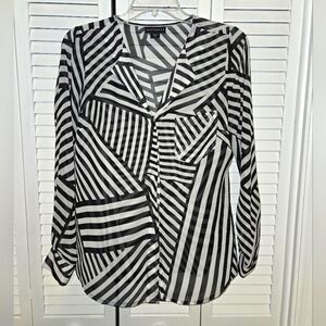 Metaphor Women's S Sheer Button-up Blouse